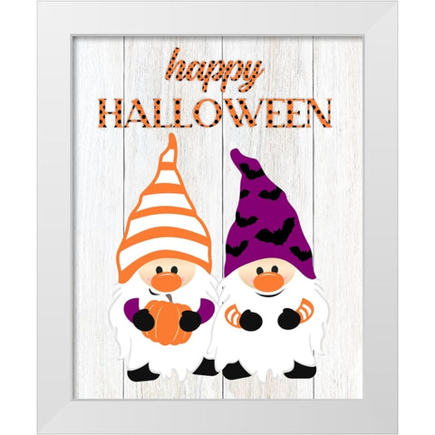 Halloween Gnomes White Modern Wood Framed Art Print by CAD Designs