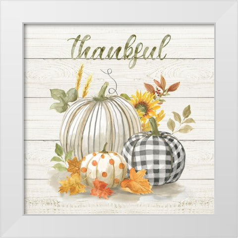 Thankful Pumpkins White Modern Wood Framed Art Print by Nan