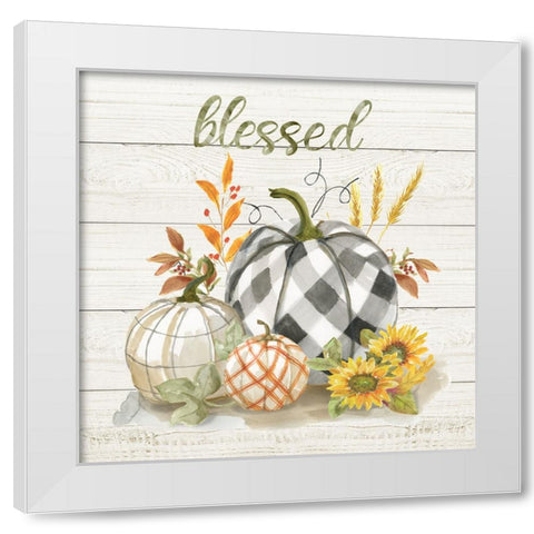 Blessed Pumpkins White Modern Wood Framed Art Print by Nan