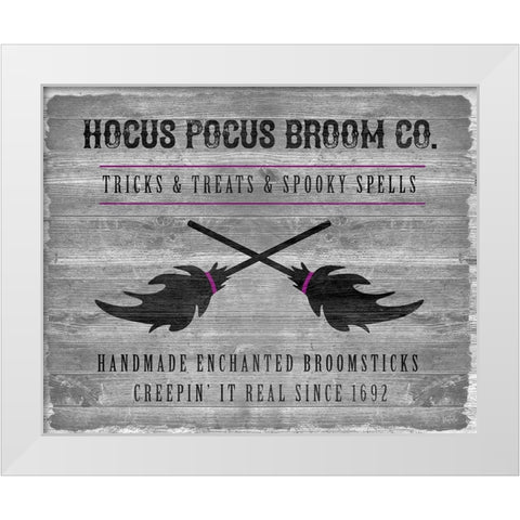 Hocus Pocus Broom Company White Modern Wood Framed Art Print by Carpentieri, Natalie