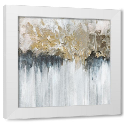 Blue Shadows White Modern Wood Framed Art Print by Jill, Susan