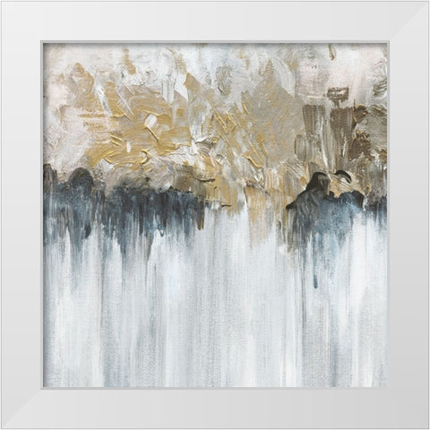 Blue Shadows White Modern Wood Framed Art Print by Jill, Susan