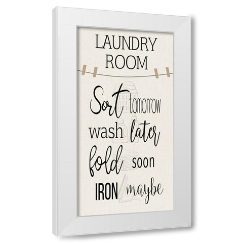 Laundry Room White Modern Wood Framed Art Print by CAD Designs