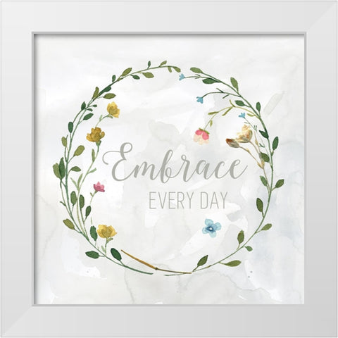 Embrace Everyday Pressed Wreath White Modern Wood Framed Art Print by Finn, Livi