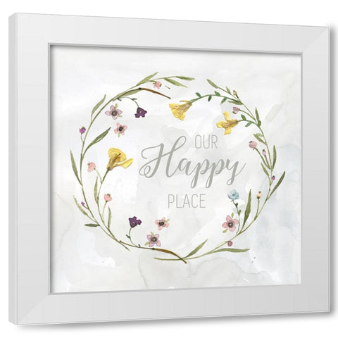 Our Happy Place Pressed Wreath White Modern Wood Framed Art Print by Finn, Livi