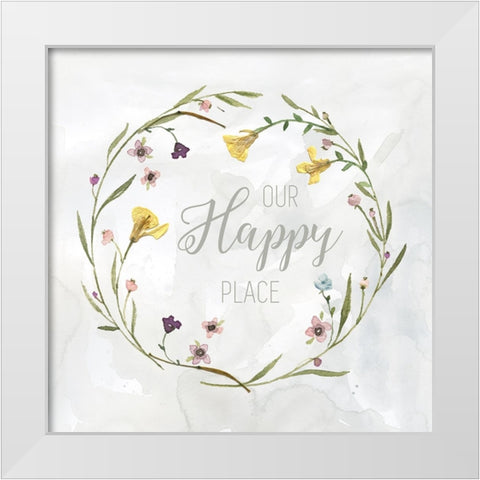 Our Happy Place Pressed Wreath White Modern Wood Framed Art Print by Finn, Livi