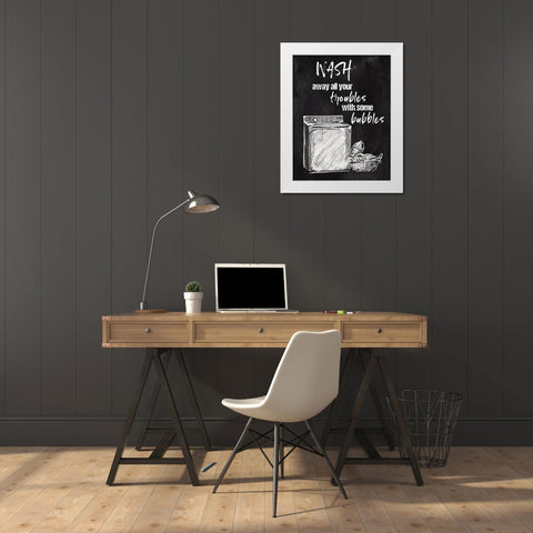 Wash Away Your Troubles White Modern Wood Framed Art Print by Knutsen, Conrad