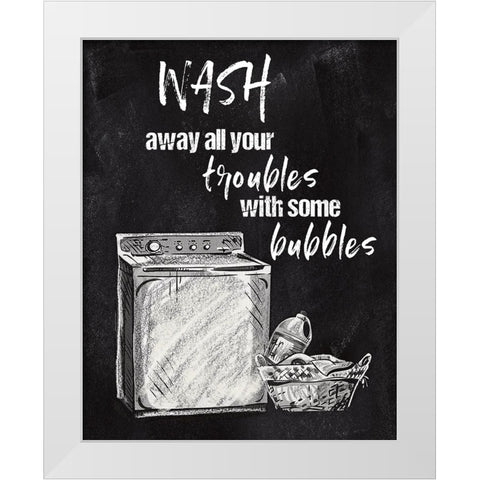 Wash Away Your Troubles White Modern Wood Framed Art Print by Knutsen, Conrad