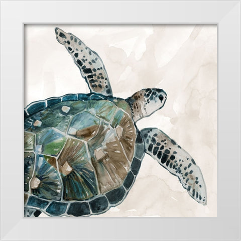 Neutral Sea Turtle I White Modern Wood Framed Art Print by Robinson, Carol