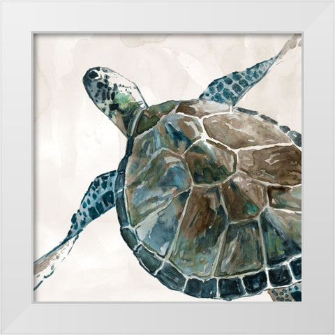 Neutral Sea Turtle II White Modern Wood Framed Art Print by Robinson, Carol