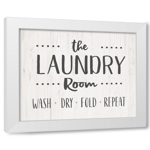 The Laundry Room White Modern Wood Framed Art Print by CAD Designs