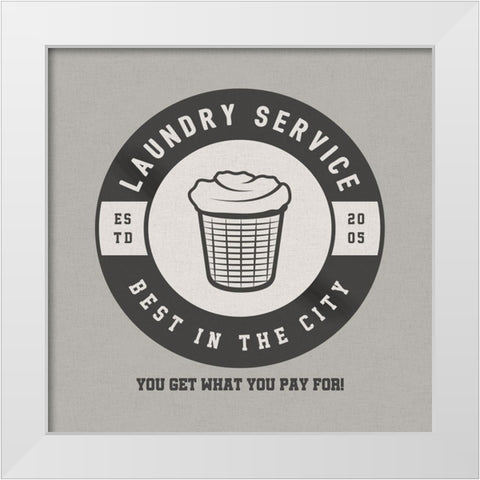 Best In The City Laundry White Modern Wood Framed Art Print by CAD Designs