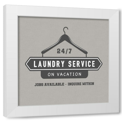 Laundry Service White Modern Wood Framed Art Print by CAD Designs