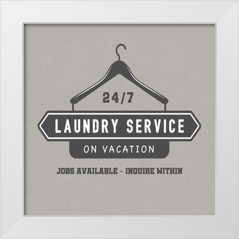 Laundry Service White Modern Wood Framed Art Print by CAD Designs