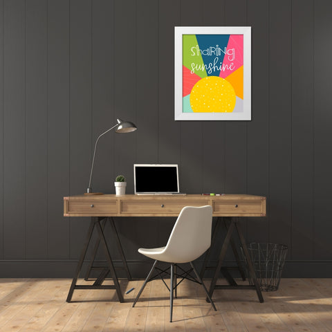 Sharing Sunshine White Modern Wood Framed Art Print by CAD Designs