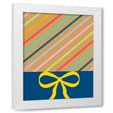 Stripes White Modern Wood Framed Art Print by CAD Designs