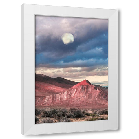 Last Light On Striped Butte White Modern Wood Framed Art Print by Delimont, Danita