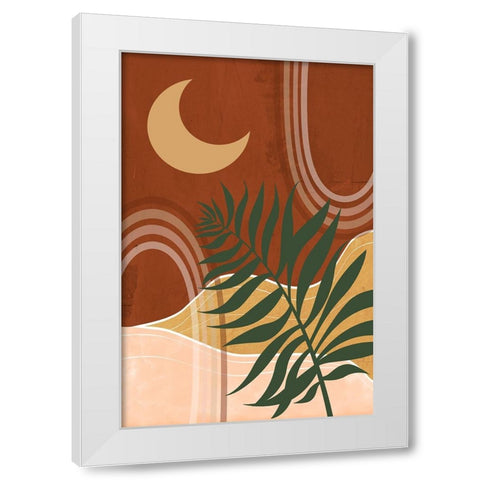 Sedona Moon and Palm White Modern Wood Framed Art Print by Santiago, Daniela