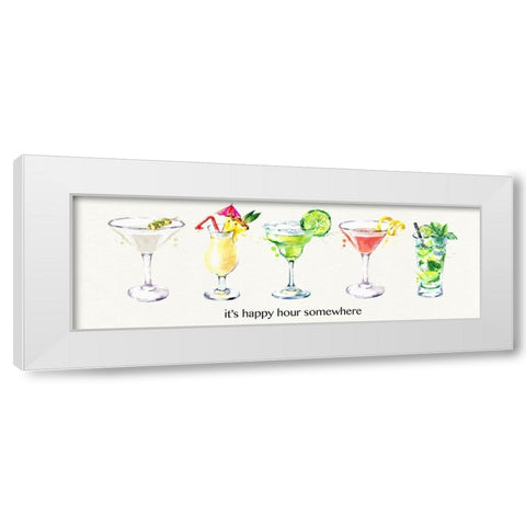 Happy Hour Cocktails White Modern Wood Framed Art Print by Jill, Susan