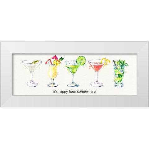 Happy Hour Cocktails White Modern Wood Framed Art Print by Jill, Susan