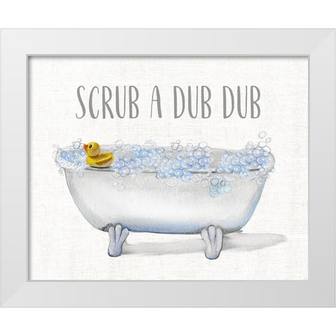 Scrub A Dub White Modern Wood Framed Art Print by Brooks, Donna