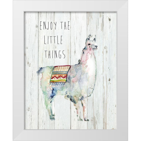 Llama Little Things White Modern Wood Framed Art Print by Finn, Livi