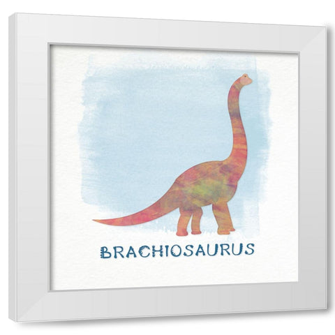 Brachiosaurus White Modern Wood Framed Art Print by CAD Designs