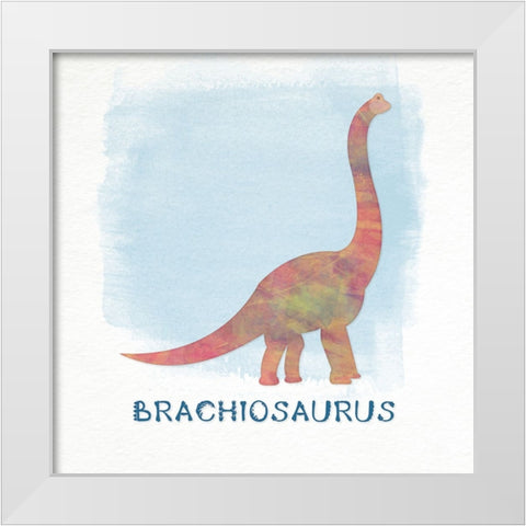 Brachiosaurus White Modern Wood Framed Art Print by CAD Designs