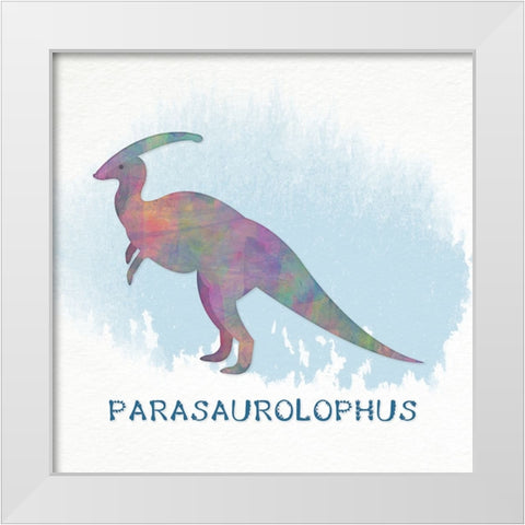 Parasaurolophus White Modern Wood Framed Art Print by CAD Designs