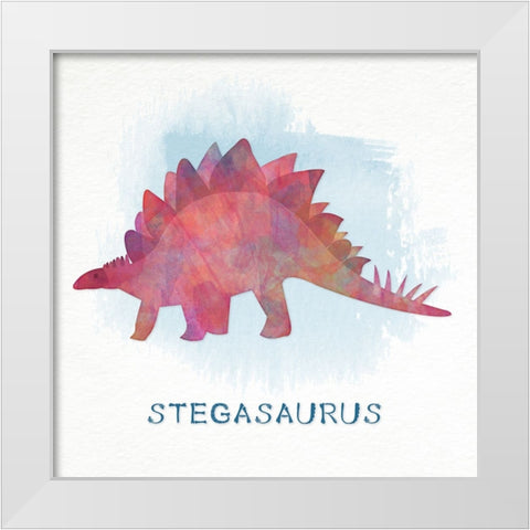 Stegasaurus White Modern Wood Framed Art Print by CAD Designs