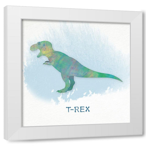 T-Rex White Modern Wood Framed Art Print by CAD Designs