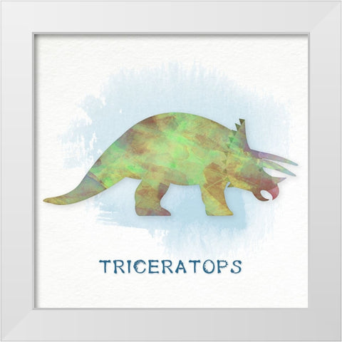 Triceratops White Modern Wood Framed Art Print by CAD Designs