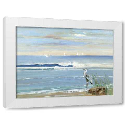 Sunrise Bay White Modern Wood Framed Art Print by Swatland, Sally