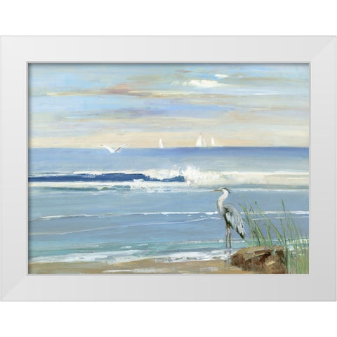 Sunrise Bay White Modern Wood Framed Art Print by Swatland, Sally