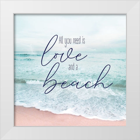 Love and a Beach White Modern Wood Framed Art Print by Carpentieri, Natalie