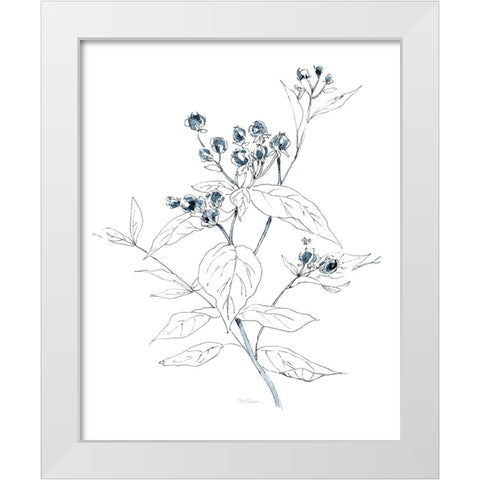 Indigo Sketch I White Modern Wood Framed Art Print by Robinson, Carol