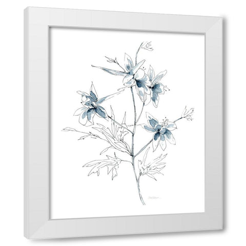 Indigo Sketch II White Modern Wood Framed Art Print by Robinson, Carol