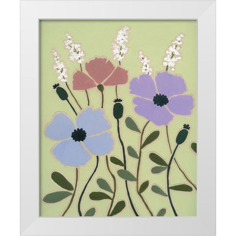 Woodblock Floral III White Modern Wood Framed Art Print by Robinson, Carol