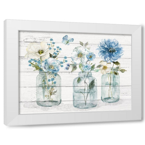 Bottled Blues White Modern Wood Framed Art Print by Finn, Livi