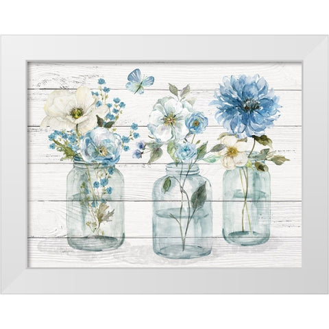Bottled Blues White Modern Wood Framed Art Print by Finn, Livi