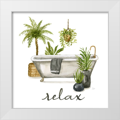 Bathtub Relax White Modern Wood Framed Art Print by Nan