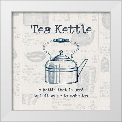 Tea Kettle White Modern Wood Framed Art Print by Jill, Susan