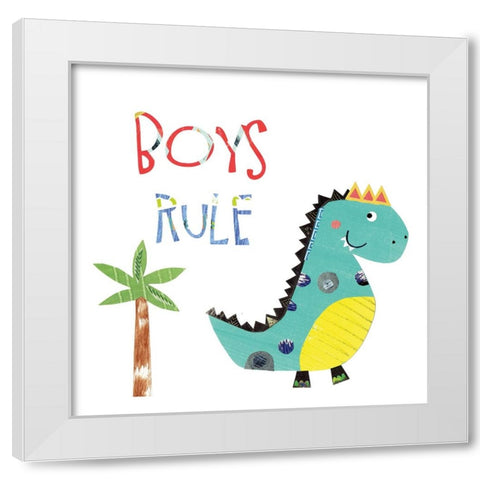 Boys Rule White Modern Wood Framed Art Print by Pope, Katherine and Elizabeth