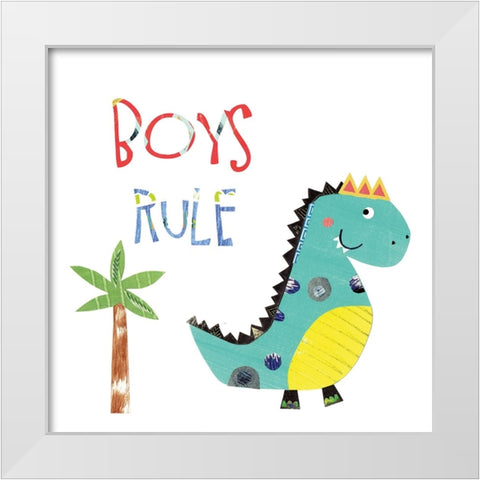 Boys Rule White Modern Wood Framed Art Print by Pope, Katherine and Elizabeth