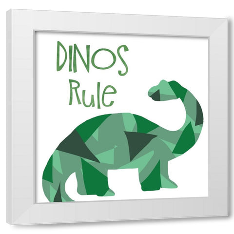 Dinos Rule White Modern Wood Framed Art Print by Santiago, Daniela
