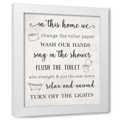 In This Bathroom White Modern Wood Framed Art Print by Carpentieri, Natalie