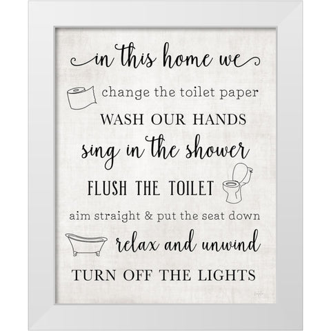 In This Bathroom White Modern Wood Framed Art Print by Carpentieri, Natalie