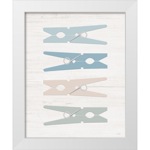 Laundry Pins White Modern Wood Framed Art Print by Carpentieri, Natalie