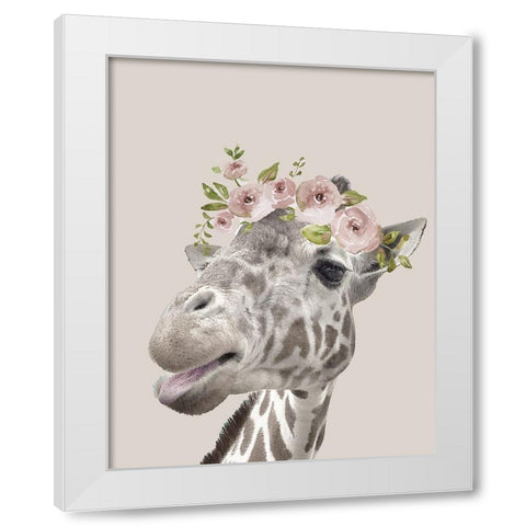 Peek A Boo Giraffe I White Modern Wood Framed Art Print by Nan