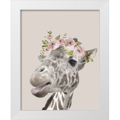 Peek A Boo Giraffe I White Modern Wood Framed Art Print by Nan